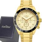 Relógio Condor Masculino Dourado Prova d'água com garantia de 1 ano e carteira