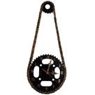 Relógio Corrente e Coroa de Moto de Parede em Aço Decorativo Black Gold