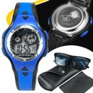 Relogio Criança digital led + oculos sol proteção uv + case ajustavel criança esportivo menino presente alarme azul data