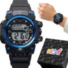 Relogio Criança Silicone Digital Infantil Menino + Caixa presente alarme cronometro silicone ajustavel azul adolescente