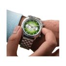 Relógio Cronógrafo Masculino Com Mostrador Verde Gradiente, Bezel Tachymeter, Aço Inoxidável,