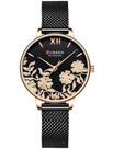 Relógio Curren Feminino 9065 Preto Aço Detalhes De Flores Relógio Curren Feminino 9065 Preto Aço Detalhes De Flores