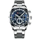 Relógio Curren Technos 8355 para homens com mostrador azul inoxidável S