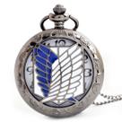 Relógio de bolso Attack on Titan, tema de anime, quartzo com corrente Relógio de bolso Attack on Titan, tema de anime, quartzo com corrente