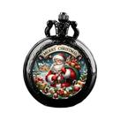 Relógio De Bolso Mini Preto Com Design De Papai Noel, Caixa De Liga E Pulseira, Presente De Natal Relógio De Bolso Mini Preto Com Design De Papai Noel, Caixa De Liga E Pulseira, Presente De Natal