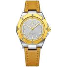 Relógio de luxo elegante de quartzo amarelo à prova dagua