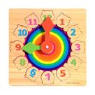 Relógio de madeira Toy Rainbow Color com 12 blocos de construção digitais