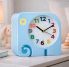 Relógio De Mesa Despertador Elefante Para Quarto Infantil Azul