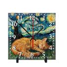 Relógio de mesa gato-van gogh quadro arte decoração enfeite azulejo Relógio de mesa gato-van gogh quadro arte decoração enfeite azulejo