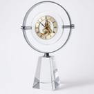 Relógio de Mesa Vitino Crystal Orbit Base de Cristal Aro Cromado Skeleton Luxo