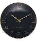 Relógio De Parede 30,5cm Por 4,5cm Quartz De Plástico Chronos Preto Com Dourado