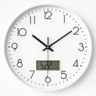 Relógio de Parede 30cm Silencioso com Tela LCD Data Temperatura Design Moderno