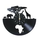 Relógio de parede 3D Vinyl Record Creative Animal Africa Silhouette Relógio de parede 3D Vinyl Record Creative Animal Africa Silhouette