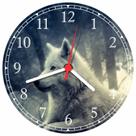 Relógio De Parede Animais Lobo Branco Das Neves Tamanho 40 Cm De Diâmetro RC007