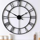 Relógio de parede CLXEAST Modern 75 cm com números romanos em metal preto