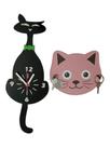 Relógio de Parede Criativo Gato com Pêndulo e Porta Chaves Relógio de Parede Criativo Gato com Pêndulo e Porta Chaves