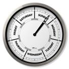 Relógio de parede DayClocks Dia da Semana em alumínio de 10 polegadas