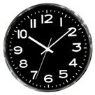 Relogio de parede de plastico cromado e preto 25cm x 4cm