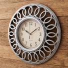 Relógio De Parede Decorativo Vazado Vintage Prata De 46,5cm