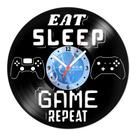 Relógio De Parede Disco Vinil Jogos e Games - Comer Dormir Jogar - VJG-006 Relógio De Parede Disco Vinil Jogos e Games - Comer Dormir Jogar - VJG-006