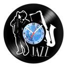 Relógio De Parede Disco Vinil Música - Saxofone Jazz - VMU-038 Relógio De Parede Disco Vinil Música - Saxofone Jazz - VMU-038