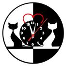 Rélógio de Parede Gato Preto e Branco Decoração MDF
