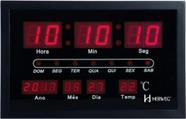 Relogio de Parede Herweg 6289 Digital Eletrico Preto 19x30cm