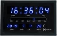 Relógio De Parede Led Azul Digital 30 X 20 Cm Herweg 6490 Relógio De Parede Led Azul Digital 30 X 20 Cm Herweg 6490