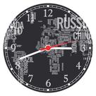 Relógio De Parede Mapa Mundo Geografia Lojas Salas Quartos Quartz Tamanho 40 Cm RC000