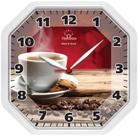 Relógio de Parede Plashome Gama Branco Café Decoração Sala Cozinha Escritório Oitavado
