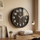 Relógio De Parede Plashome Kappa Classico Preto Preto 28 Cm Sala Cozinha Decoração Escritório Consultório