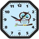 Relógio de Parede Preto Clássico Oitavado Coruja Decoração de Sala Cozinha Escritório Mecanismo Quartz Tic Tac 24 Cm