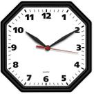 Relógio de Parede Preto Clássico Oitavado Decoração de Sala Cozinha Escritório Mecanismo Quartz Tic Tac 24 Cm