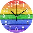 Relógio de parede Rainbow Design 30 cm, moderno, sem tique-taque, silencioso