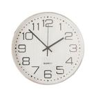Relógio de Parede Redondo Prateado Branco Cromado 30x30cm Quartz Silencioso Moderno Decorativo