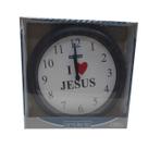 Relógio De Parede Sala Cozinha Grande 21,5cm I Love Jesus Amo Jesus
