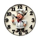 Relógio De Parede Silencioso De Madeira Com Design De Cozinha Happy Chef Para Sala De Estar,