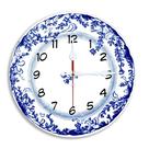 Relógio de Parede Silencioso Sem Tic Tac Porcelana Azul e Branco 25 cm