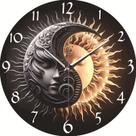 Relógio de parede Sun and Moon de 30 cm em MDF silencioso e antiaderente