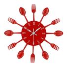 Relógio de parede Timelike Kitchen Talheres, Colher, Garfo, 32 cm, vermelho