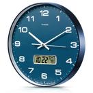 Relógio de parede TIMESS, mostrador grande de 14 polegadas, azul silencioso com calendário