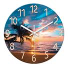 Relógio de parede XFM Blue Nautical Beach Palm Tree 30cm de vidro