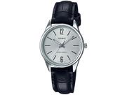 Relógio de Pulso Casio Feminino Analógico Prata Pulseira Couro Redondo Pequeno Leve Casual Original LTP-V005L-7BUDF