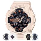 Relógio de Pulso Casio G-Shock Feminino Analógico Digital Esportivo Prova Dágua 200 Metros Preto Salmão e Branco GMA-S140M