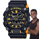 Relógio de Pulso Casio G-Shock Masculino Anadigi Redondo Illuminator Cronômetro Hora mundial 5 alarmes Prova Dágua Esportivo Preto GA-900A-1A9DR