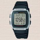 Relógio de Pulso Casio Masculino Digital Illuminator Prova Dagua 50 Metros Resina Quadrado Quartz Hora dupla Casual Preto W-96H-1AVDF