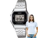 Relógio de pulso Casio Unissex Digital Vintage Pequeno Quadrado Quartz Original Resistente Água Illiminator Retro Alarme Prata LA680WA-1DF