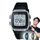 Relógio de Pulso Casio W-96H Masculino Digital Preto 10 anos de Bateria Hora Dupla a Prova Dágua