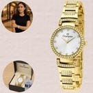 Relógio de Pulso Champion FeminD'água TM 50 Metros Social Fashion Pulseira Aço Inóx Dourado CF25652H