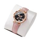 Relógio De Pulso Feminino Com Mostrador De Borboleta E Strass, Pulseira De Couro, Relógio De Quartzo